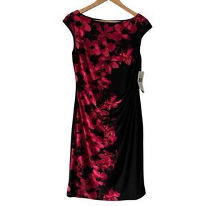 Lauren Ralph Lauren Floral Dress Black Red Cocktail